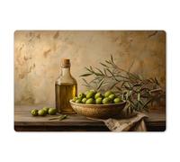 KitchenYeah© Set de Table Ensemble de 6 Pièces 45x30 cm Dessous de Plat Antidérapant Lavable Coloré Vinyle Rectangulaire Olives - Nature Morte - Vintage
