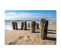 KitchenYeah© Set de Table Ensemble de 6 Pièces 45x30 cm Dessous de Plat Antidérapant Lavable Coloré Vinyle Rectangulaire Sable - Plage - Perche - Eau - Été