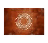 KitchenYeah© Set de Table Ensemble de 6 Pièces 45x30 cm Dessous de Plat Antidérapant Lavable Coloré Vinyle Rectangulaire Résumé - Lignes - Rayons De Soleil - Rouge-Brun