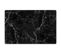 KitchenYeah© Set de Table Ensemble de 6 Pièces 45x30 cm Dessous de Plat Antidérapant Lavable Coloré Vinyle Rectangulaire Marbre - Noir - Blanc - Texture - Aspect Marbre