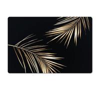 KitchenYeah© Set de Table Ensemble de 6 Pièces 45x30 cm Dessous de Plat Antidérapant Lavable Coloré Vinyle Rectangulaire Feuilles - Plantes - Or - Noir - Luxe