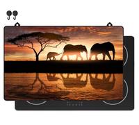 KitchyMist Protège Plaque Induction Éléphants - 83x52 cm - Déco cuisine - Protection pour plan de travail - Cuisson protégée - Fond de hotte de cuisine