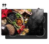 KitchyMist Protège Plaque Induction Épices Piquantes - 83x52 cm - Déco cuisine - Protection pour plan de travail - Cuisson protégée - Fond de hotte de cuisine