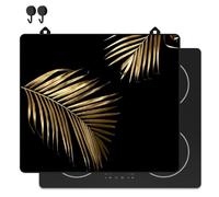 KitchyMist Protège Plaque Induction Feuilles Dorées - 60x52 cm - Déco cuisine - Protection pour plan de travail - Cuisson protégée - Fond de hotte de cuisine