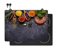 KitchyMist Protège Plaque Induction Herbes et Épices - 71x52 cm - Déco cuisine - Protection pour plan de travail - Cuisson protégée - Fond de hotte de cuisine