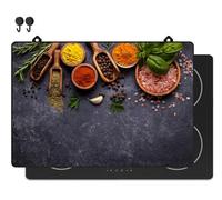 KitchyMist Protège Plaque Induction Herbes et Épices - 76x52 cm - Déco cuisine - Protection pour plan de travail - Cuisson protégée - Fond de hotte de cuisine