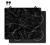 KitchyMist Protège Plaque Induction Marbre Noir et Blanc - 60x52 cm - Déco cuisine - Protection pour plan de travail - Cuisson protégée - Fond de hotte de cuisine