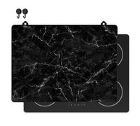 KitchyMist Protège Plaque Induction Marbre Noir et Blanc - 71x52 cm - Déco cuisine - Protection pour plan de travail - Cuisson protégée - Fond de hotte de cuisine