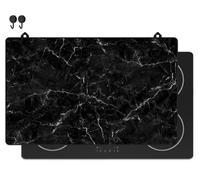 KitchyMist Protège Plaque Induction Marbre Noir et Blanc - 83x52 cm - Déco cuisine - Protection pour plan de travail - Cuisson protégée - Fond de hotte de cuisine