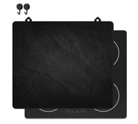 KitchyMist Protège Plaque Induction Mur de Pierres Noires - 60x52 cm - Déco cuisine - Protection pour plan de travail - Cuisson protégée - Fond de hotte de cuisine
