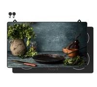KitchyMist Protège Plaque Induction Nature Morte Rustique - 90x52 cm - Déco cuisine - Protection pour plan de travail - Cuisson protégée - Fond de hotte de cuisine