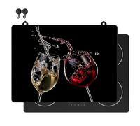 KitchyMist Protège Plaque Induction Vin - 71x52 cm - Déco cuisine - Protection pour plan de travail - Cuisson protégée - Fond de hotte de cuisine