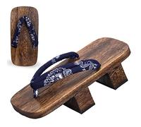 KITCISSL Pantoufle Homme Rétro Chaussons Homme Clogs À Deux Dents, Flip Flop Japonais Pantoufles en Bois Haute Plate-forme Sandales Chaussures pour Femme Geta Clogs Slippers(D Brown,EUR 43-44)