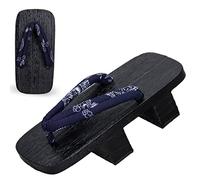 KITCISSL Pantoufle Homme Rétro Chaussons Homme Clogs À Deux Dents, Flip Flop Japonais Pantoufles en Bois Haute Plate-forme Sandales Chaussures pour Femme Geta Clogs Slippers(D Black,EUR 43-44)