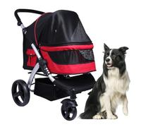 KITCISSL Poussette Chien Pliable Poussettes de Voyage, Poussette Chien de Grande Taille, Poussette pour Animaux de Compagnie Chiens/Chat Double, pour Animaux Jumeaux ou Multiples (Color : Rosso)