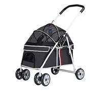 KITCISSL Transport Chat Animaux Jogger Poussette, Zipperless Entrée, Chien Poussettes for Les Petits Chiens Moyens dans 20 Kg, Chiens Landaus avec Poussettes Réglable Awning (Color : Nero)