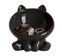 KITCISSL Vide Poche Entree Sculpture De Chat Plateau Decoratif Table, Présentoir Bijoux Plateau De Rangement Plateau À Clés, Vide Poches Ornement Décorations De Salon Modernes(Nero)