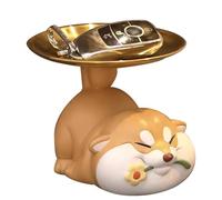KITCISSL Vide Poches Decor Statue de Chien, Vide Poche Entree Plateau Decoratif Table Multifonctionnelle Ornements Key Phone Montres Bijoux Plateau Candy Bowl Décoration Salon(Orange)