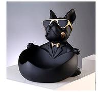 KITCISSL Vide Poches Plateau Decoratif Key Plateau Lunettes Dog Statue Vide Poche Entree Décoration Bijoux Clés Plateau Organisateur Exquis Cadeau de Pendaison de Crémaillère (Color : Nero)
