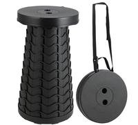 KITDAHOM Tabouret Télescopique Portable - Tabouret Pliant Rétractable 25 x 6-45cm - Version améliorée capacité maximale 180 kg - pour Camping, Jardin, Pêche, Barbecue (Noir)