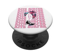 Kite Surfer Kite Surf Kiteboarder Girl Coquette Bow Rose PopSockets PopGrip Adhésif