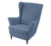 Kitegrese Housse de Fauteuil à Oreilles 2 pièces, Jacquard Extensible épais, avec élastique au Bas(Navy)