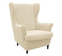 Kitegrese Housse Extensible pour Fauteuil à Oreilles, Housse de Fauteuil épaisse et antidérapante pour Salon et Chambre à Coucher(Beige)