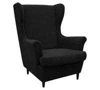 Kitegrese Housse Extensible pour Fauteuil à Oreilles, Housse de Fauteuil épaisse et antidérapante pour Salon et Chambre à Coucher(Black)