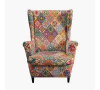 Kitegrese Housse pour Fauteuil à Oreilles, Housse Extensible 2 pièces, Lavable et Douce, Protection antidérapante pour Fauteuil à Oreilles de Salon(Style 1)