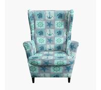 Kitegrese Housse pour Fauteuil à Oreilles, Housse Extensible 2 pièces, Lavable et Douce, Protection antidérapante pour Fauteuil à Oreilles de Salon(Style 6)