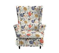 Kitegrese Housse Souple imprimée pour Fauteuil à Oreilles, Housse antidérapante 2 pièces avec Jupe, Housse de Protection Extensible pour Fauteuil à Oreilles(Style 9)