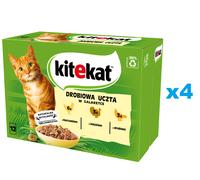 KITEKAT Festin de volaille 48x85 g Aliment complet humide pour chats adultes à base de poulet, dinde et volaille en gelée