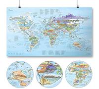 Kitesurf Map by Awesome Maps - Carte du monde illustrée pour les kitesurfeurs - réinscriptible - 97,5 x 56 cm