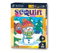 Kitfix - Sequin Art 60-20 x 20 cm- Bonhomme de neige - Image à paillettes pour enfants - 20 x 20 cm - Activité manuelle de 60 min - Kit de création pour enfants à partir de 5 ans - 2554