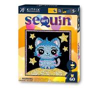 Kitfix - Sequin Art 60-20 x 20 cm- Chaton - Image à paillettes pour enfants - 20 x 20 cm - Activité manuelle de 60 min - Kit de création pour enfants à partir de 5 ans - 2021