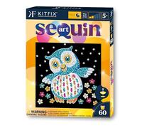 Kitfix - Sequin Art 60-20 x 20 cm- Chouette - Image à paillettes pour enfants - 20 x 20 cm - Activité manuelle de 60 min - Kit de création pour enfants à partir de 5 ans - 2016