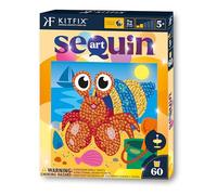 Kitfix - Sequin Art 60-20 x 20 cm- Crabe - Image à paillettes pour enfants - 20 x 20 cm - Activité manuelle de 60 min - Kit de création pour enfants à partir de 5 ans - 2523