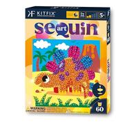 Kitfix - Sequin Art 60-20 x 20 cm- Dino - Image à paillettes pour enfants - 20 x 20 cm - Activité manuelle de 60 min - Kit de création pour enfants à partir de 5 ans - 2522