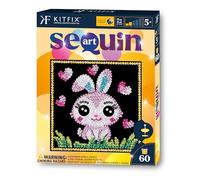 Kitfix - Sequin Art 60-20 x 20 cm- Lapin - Image à paillettes pour enfants - 20 x 20 cm - Activité manuelle de 60 min - Kit de création pour enfants à partir de 5 ans - 2020
