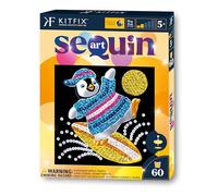 Kitfix - Sequin Art 60-20 x 20 cm- Manchot - Image à paillettes pour enfants - 20 x 20 cm - Activité manuelle de 60 min - Kit de création pour enfants à partir de 5 ans - 1328