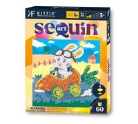 Kitfix - Sequin Art 60-20 x 20 cm- Voiture carotte - Image à paillettes pour enfants - 20 x 20 cm - Activité manuelle de 60 min - Kit de création pour enfants à partir de 5 ans - 2520