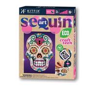 Kitfix - Sequin Art Craft Teen ECO - Crâne en sucre - 21 x 28 cm - Image à paillettes - Kits de création pour enfants ou adolescents de plus de 8 ans - 2401