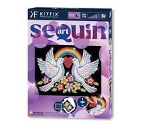 Kitfix - Sequin Art Purple - Colombes de l'espoir - Image à paillettes - 27 x 36 cm - Kit de création pour enfants, adolescents et adultes de plus de 8 ans - 2101
