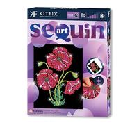 Kitfix - Sequin Art Purple - Coquelicots - Image à paillettes - 27 x 36 cm - Kit de création pour enfants, adolescents et adultes de plus de 8 ans - 1936