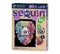 Kitfix - Sequin Art Purple ECO - Chien arlequin - 27 x 36 cm - Image à paillettes - Kits de création pour enfants, adolescents et adultes de plus de 8 ans - 2404