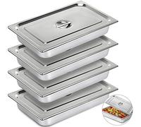 KITGARN Lot de 4 poêles à vapeur de 10,2 cm de profondeur en acier inoxydable pour four à vapeur anti-bourrage - 10,2 cm