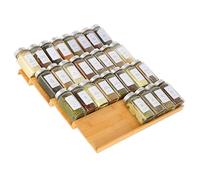 KitHero Organiseur de tiroir à épices en bambou à 4 niveaux pour placard, tiroir, comptoir, rangement d'assaisonnement de cuisine, 37 cm de large x 40,1 cm de profondeur (peut contenir jusqu'à 32 pots