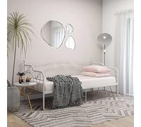 kithwjll Cadre de lit en métal blanc 90 x 200 cm avec garde-corps latéral pour chambre d'amis, chambre d'enfant et chambre d'adolescent, lit en métal durable avec espace de rangement, convient pour