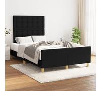 kithwjll Cadre de lit sans matelas, noir, 120 x 190 cm, en tissu, lit en bois solide avec tête de lit réglable en hauteur, tissu durable, adapté pour chambre à coucher, chambre d'amis, chambre