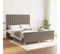 kithwjll Cadre de lit sans matelas, taupe, 140 x 190 cm, tissu avec tête de lit réglable en hauteur, pieds stables, tissu durable, convient comme lit de jour, lit d'invité ou lit d'adolescent pour un